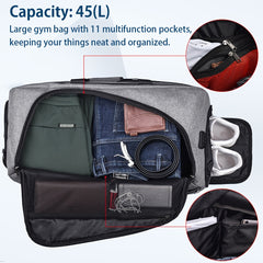 Large Capacity Gym Fitness Bag with Shoes Compartment Waterproof Storage