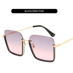 Hip Hop Style Sunglasses Square Rimless Lenses Golden Metal Frames