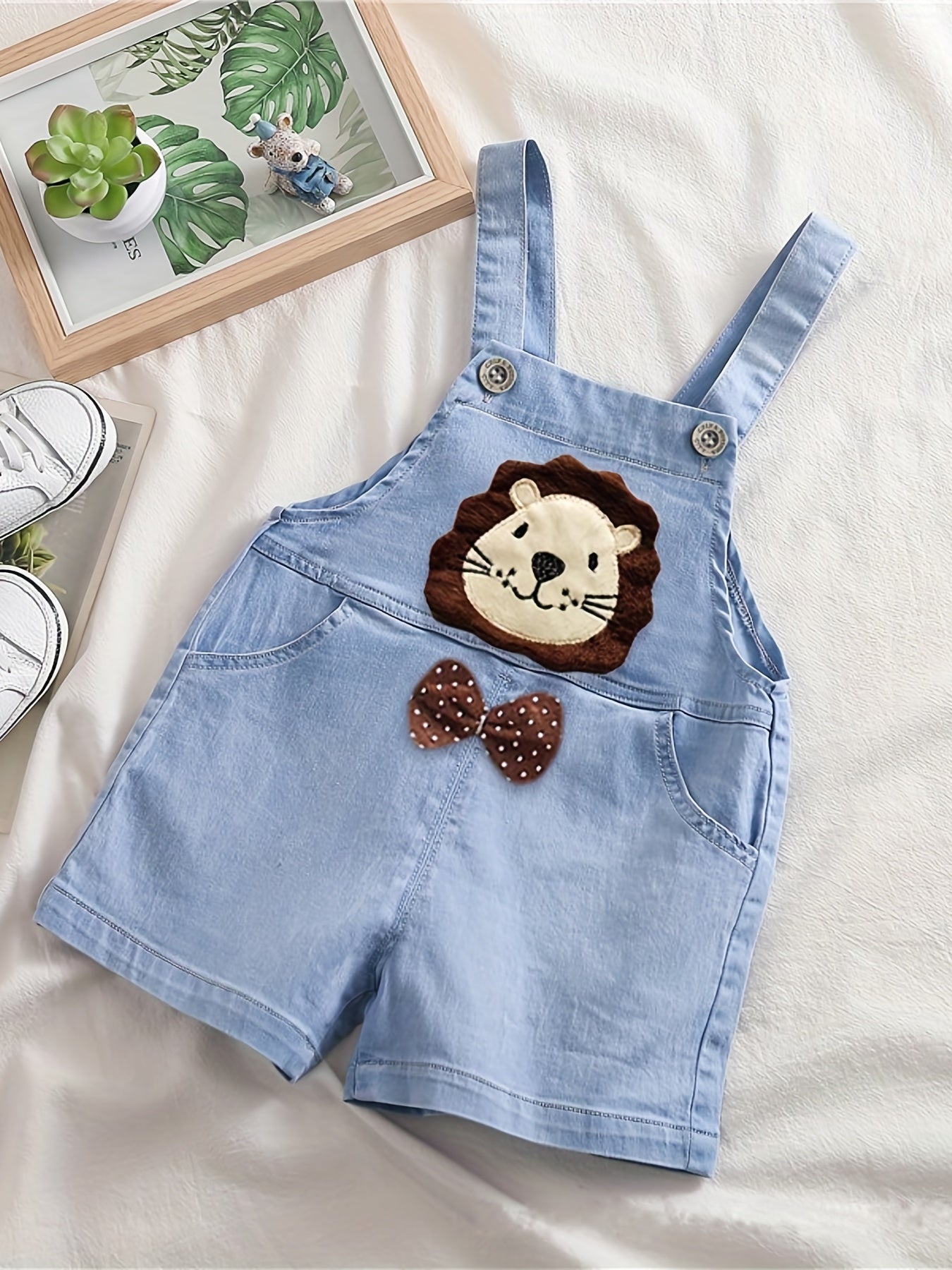 Lion Print Denim Overalls for Boys & Girls