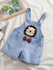 Lion Print Denim Overalls for Boys & Girls