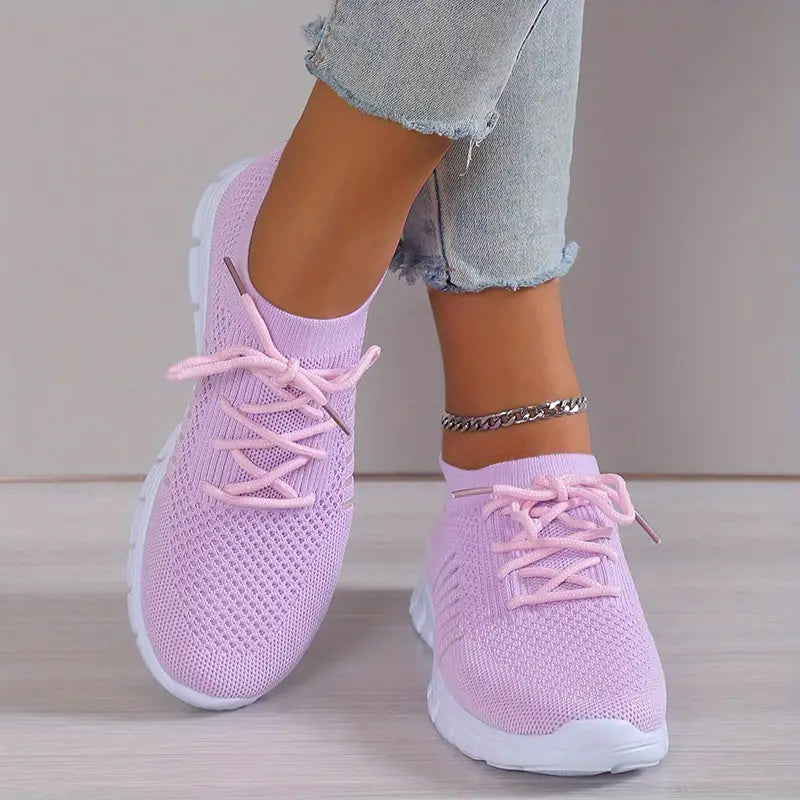 Women's Lace Up Sock Sneakers Low Top Running Shoes