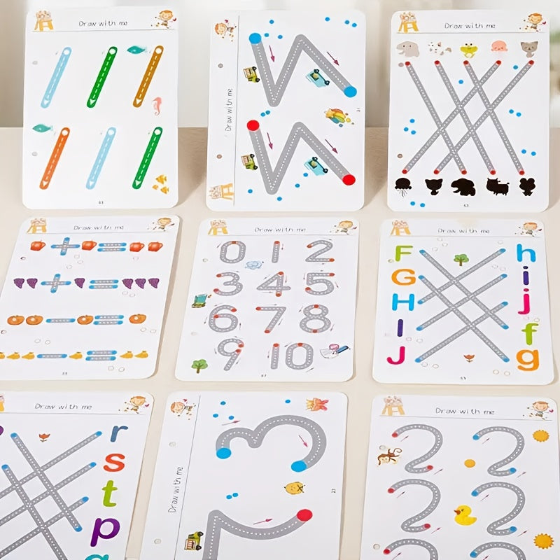 Kids Writing Practice Book with 2 Erasable Pens Alphabet Numbers Tracing & Color