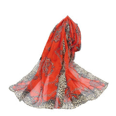 Vintage Leopard Print Scarf Sun Protection Gauze Kerchief Boho Shawl