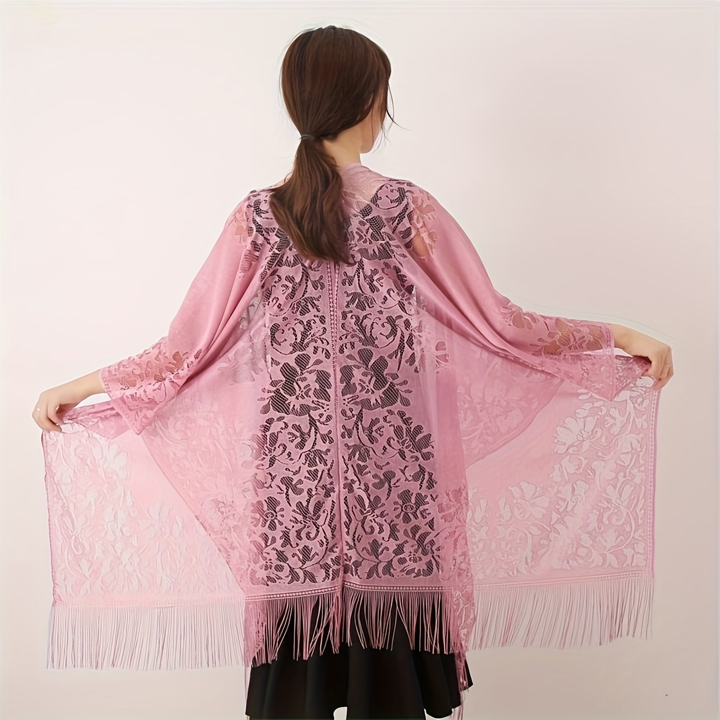 Boho Flower Hollow Out Shawl Large Tassel Scarf Thin Breathable Wraps