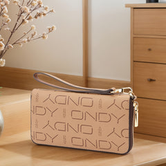 Detachable Wristband Long Wallet Coffee/Caramel PVC & Polyester Lining