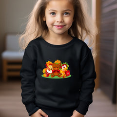 Cartoon Christmas Bear Graphic Crew Neck Long Sleeve Sweatshirt