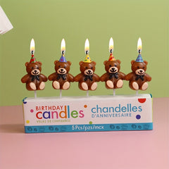 Teddy Bear Birthday Candles Cupcake Topper for Celebrations