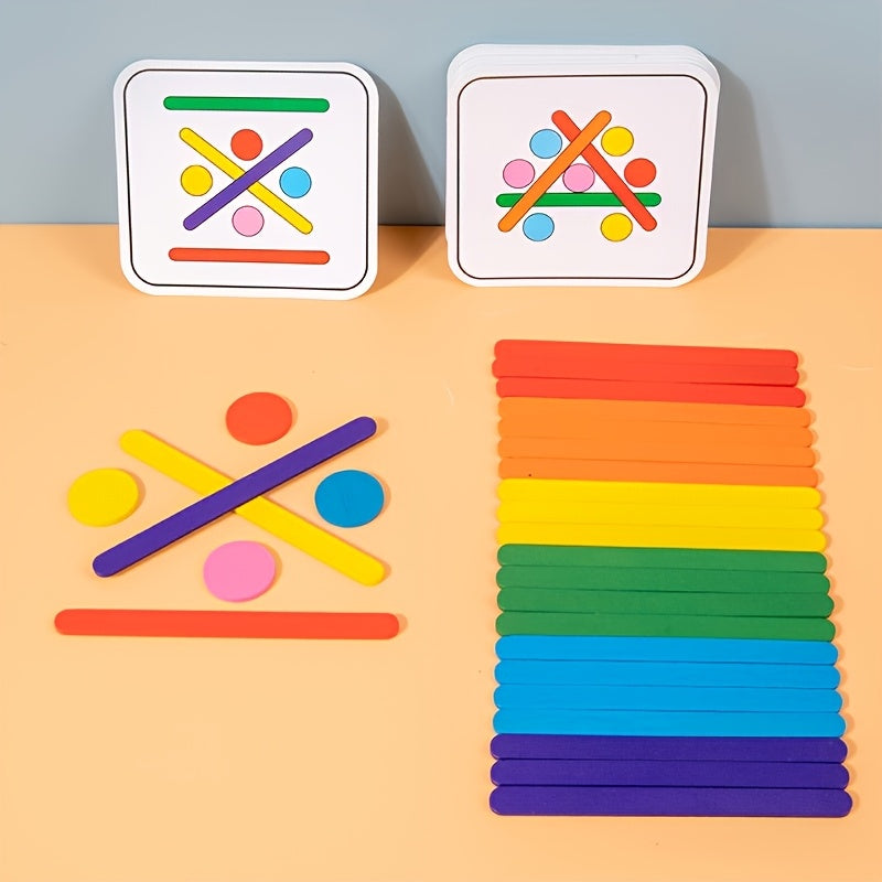 Wooden Stacking Game Set Colorful Educational Toy for 3 Years