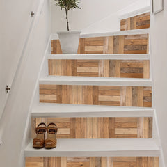 Classic Wood Grain Pattern Stair Stickers Self-adhesive Wallpaper