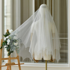 Double Layer Bridal Veil with Tassel Crystal