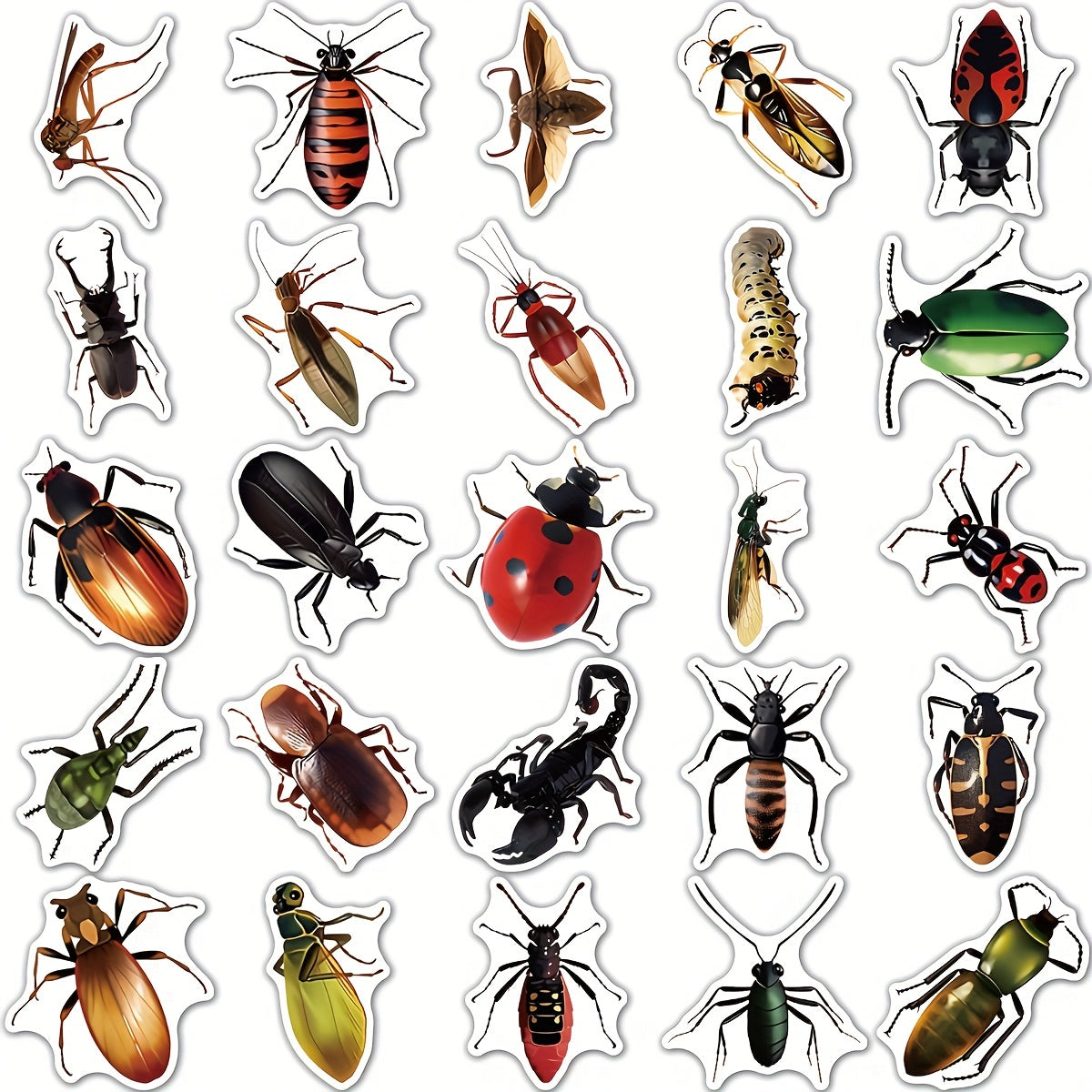 50pcs Insect Cartoon Phone Case Sticker PVC Waterproof Self adhesive Stickers