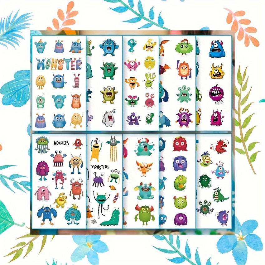 10pcs Little Monster Waterproof Temporary Tattoo Stickers
