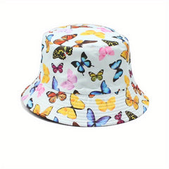 Butterfly Print Reversible Bucket Hat Casual Couple Basin Hat