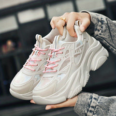 Women's Mesh Platform Sports Shoes Breathable Low Top Sneakers