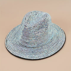 Rhinestone Jazz Hat British Retro All match Woolen Hat