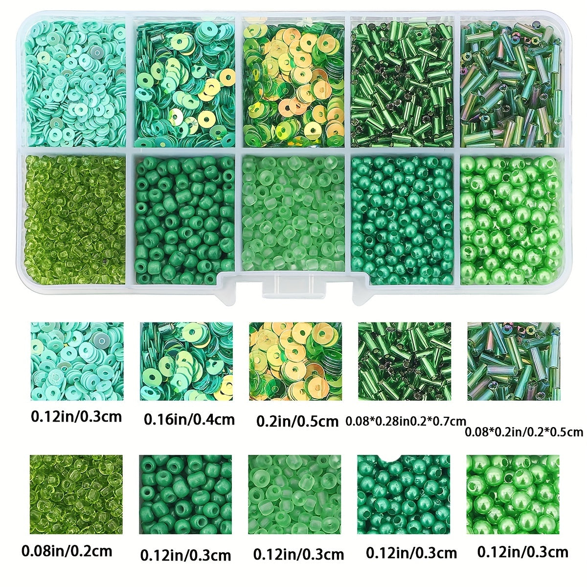10 Grids Seed Bead Glitter Faux Pearl DIY Jewelry Material Pack