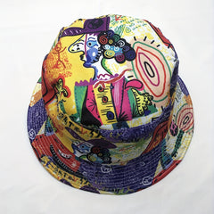 Vintage Graffiti Print Bucket Hat Hip Hop Casual Fisherman Cap