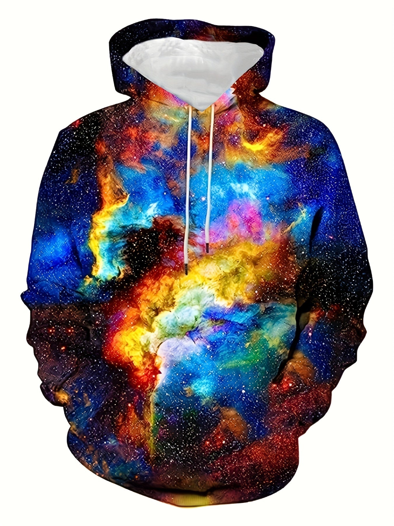 Starry Sky Print Hoodie Men Graphic Sweatshirt Kangaroo Pocket