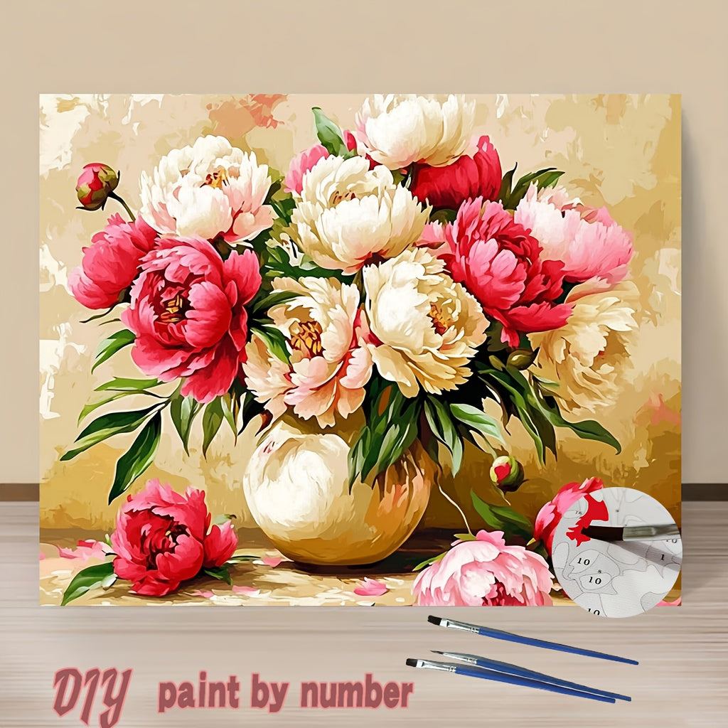 DIY Paint by Numbers Kit Peonies in Vase Floral Art