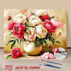 DIY Paint by Numbers Kit Peonies in Vase Floral Art
