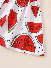 Girls Watermelon Print Thin Strap Dress
