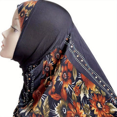 Children's Muslim Hat With Splicing Flower Cloth For Boys And Girls S Size