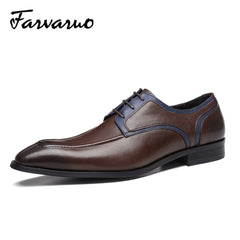 FARWARWO Men's Pointed Toe Leather Formal Dress Shoes