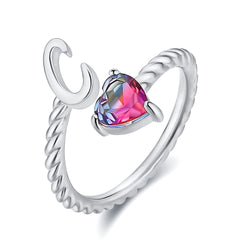 Adjustable Initial Letter Ring Zircon Rings For Women