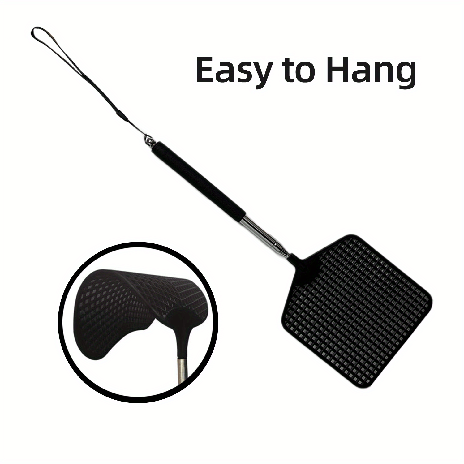 Heavy Duty Telescopic Fly Swatter Durable Plastic & Stainless Steel Handle