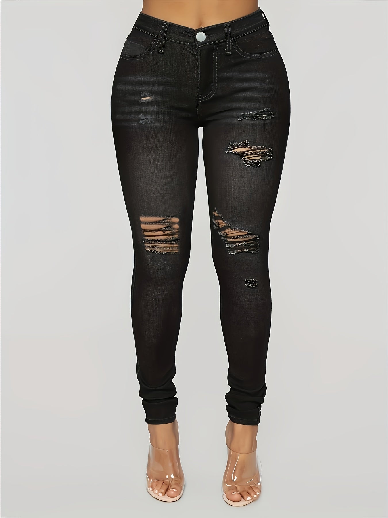 Distressed High Waist Skinny Jeans