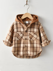 Boys Plaid Hooded Shirts for Autumn/Winter