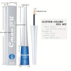 16-Color Glitter Liquid Eyeliner Pen Waterproof Smudge-Proof Cosmetic