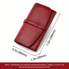 Women's RFID Blocking Leather Tri Fold Wallet Clutch with Snap Closure