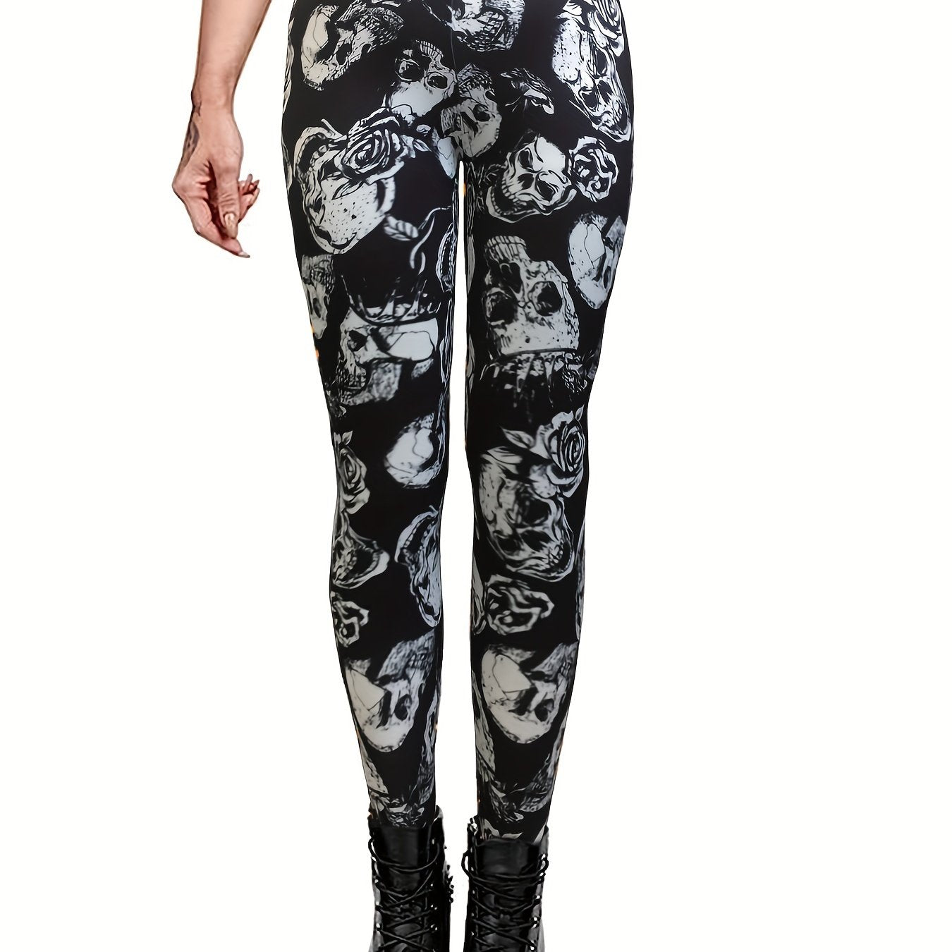 Gothic Skull Print Halloween Leggings