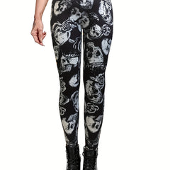 Gothic Skull Print Halloween Leggings