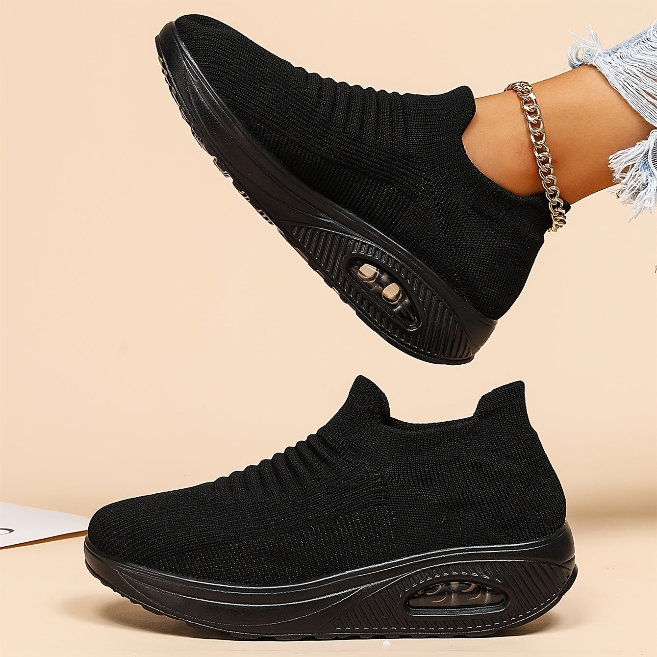 Women's Breathable Knit Slip-On Sneakers Lightweight Shoes