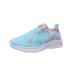 Rhinestone Decor & Flower Pattern Breathable Woven Shoes