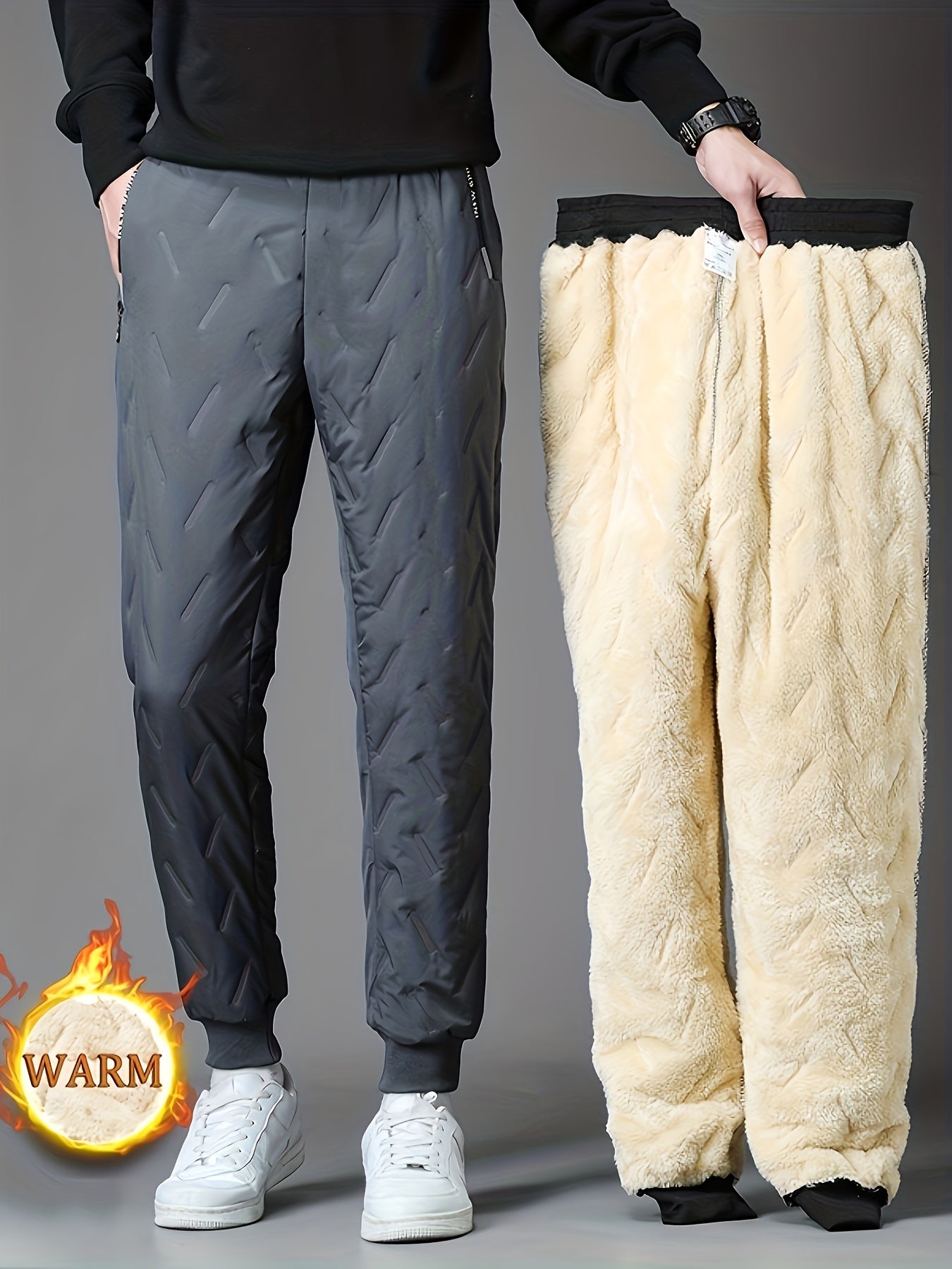 Men's Fleece Sports Joggers Casual Waterproof Thermal Pants