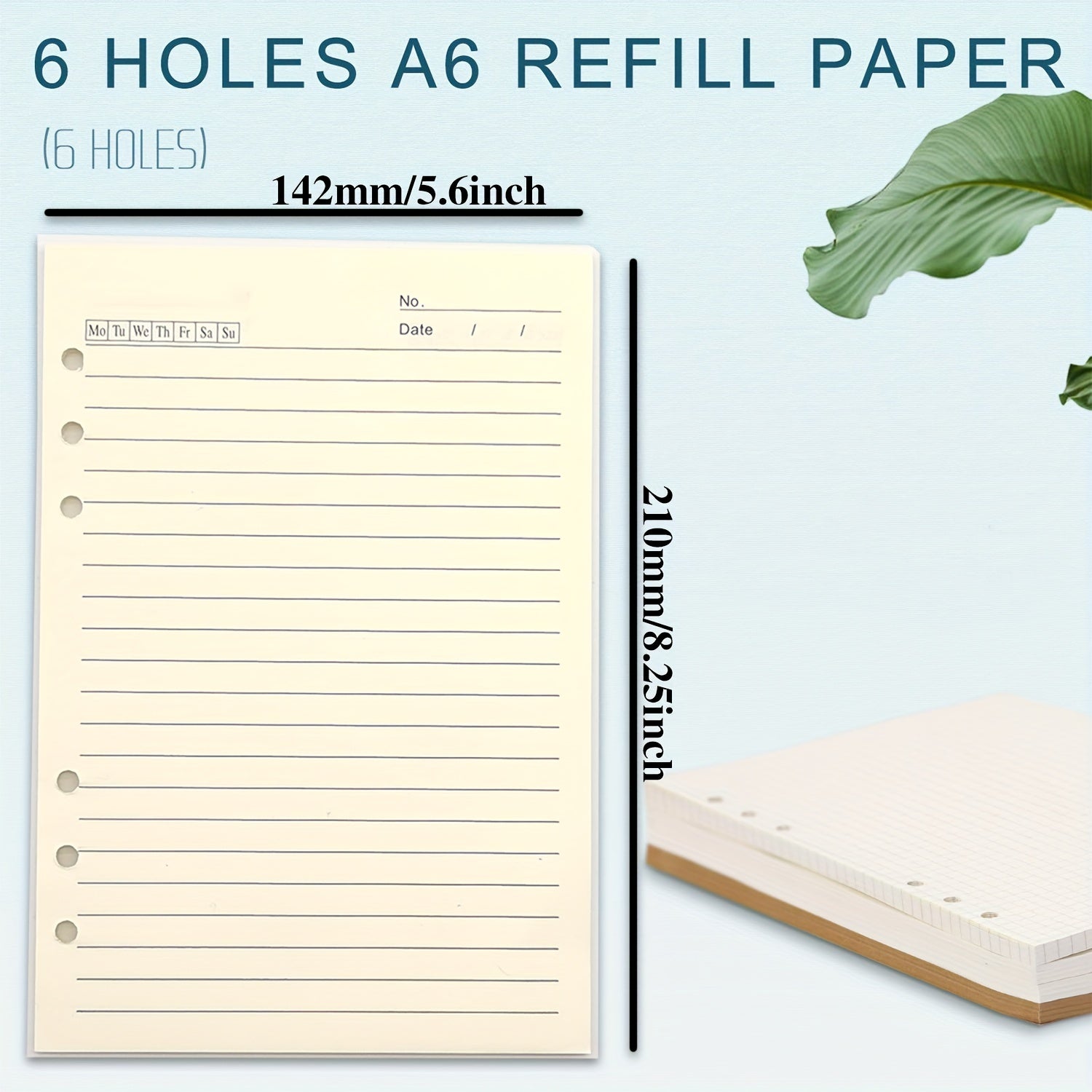 A5 Refill Paper 80 Pages Lined Loose Leaf 6 Hole Punched