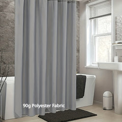 Waterproof Light Gray Shower Curtain with Plastic Hooks