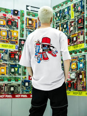 Men's Cartoon Graffiti Print T shirt Active Tee