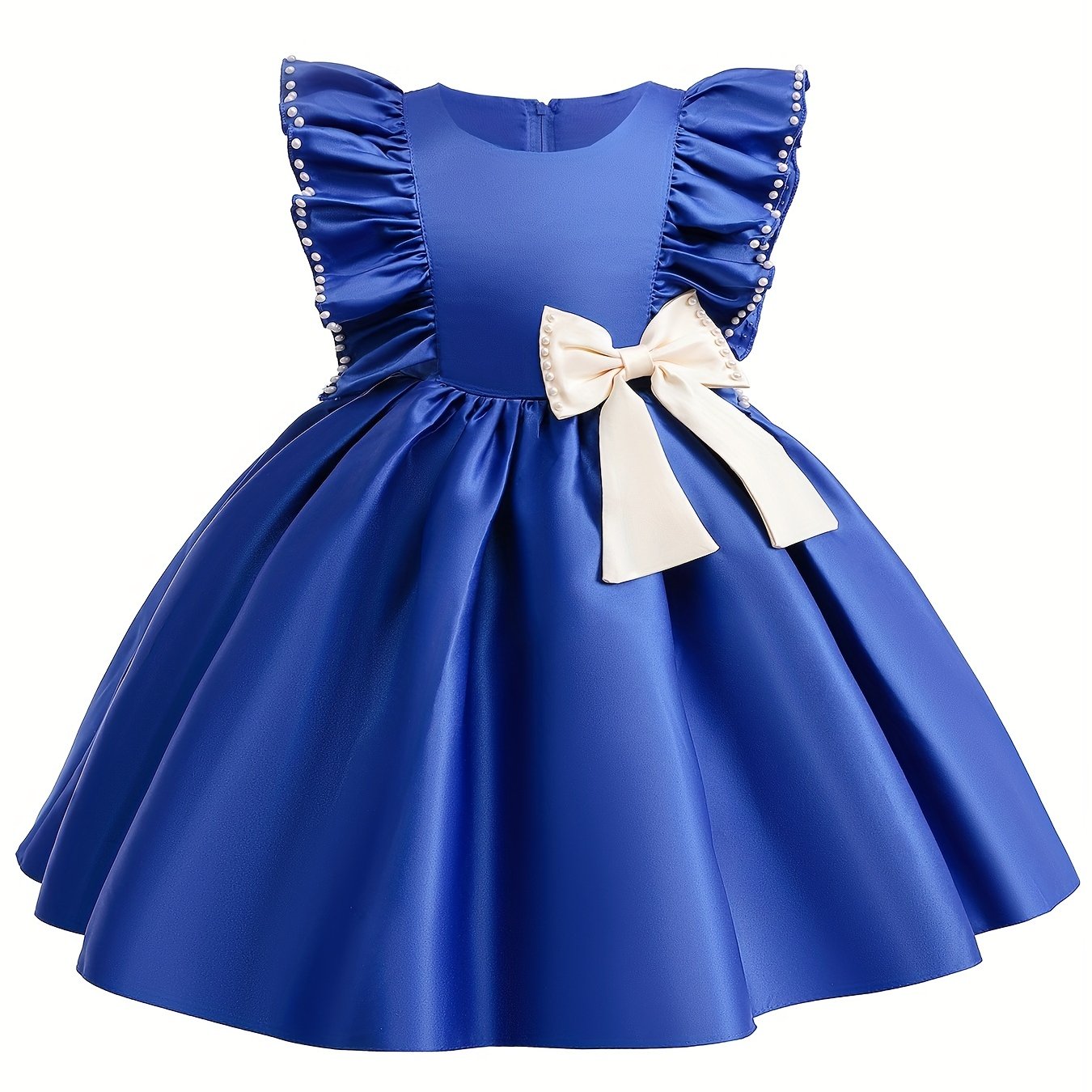 Girls' Formal Dress Bowknot & Beaded Satin Party Flower Girl Dress Tutu Gown