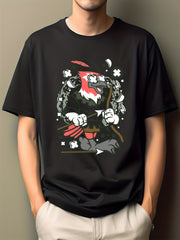 Men's Cartoon Print T-shirt Hip Pop Boy Illustration Tee