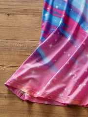 Tie Dye Butterfly Print Tank Top Lace Trim V Neck