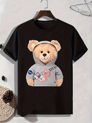 Bear Print Men's Graphic T-shirt for Summer