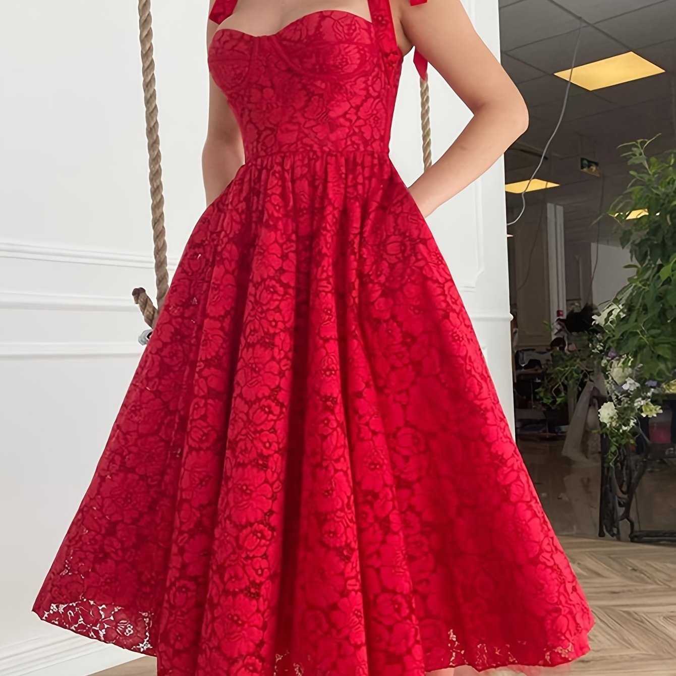 Floral Lace Plus Size Bridesmaid Dress A-line Evening Party Dress