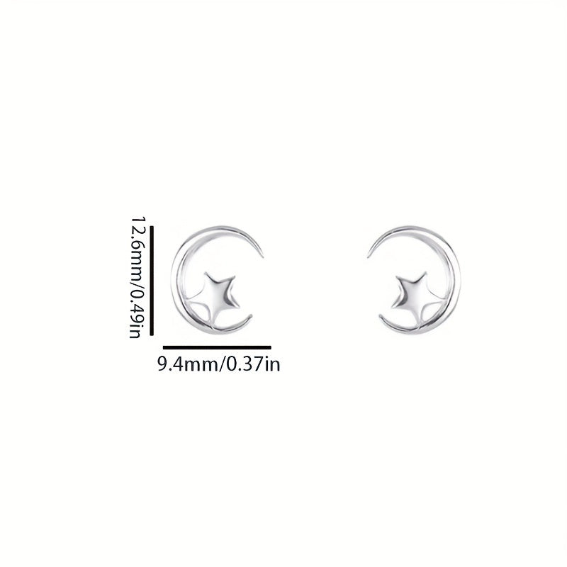 Hollow Moon Star Stud Earrings for Girls