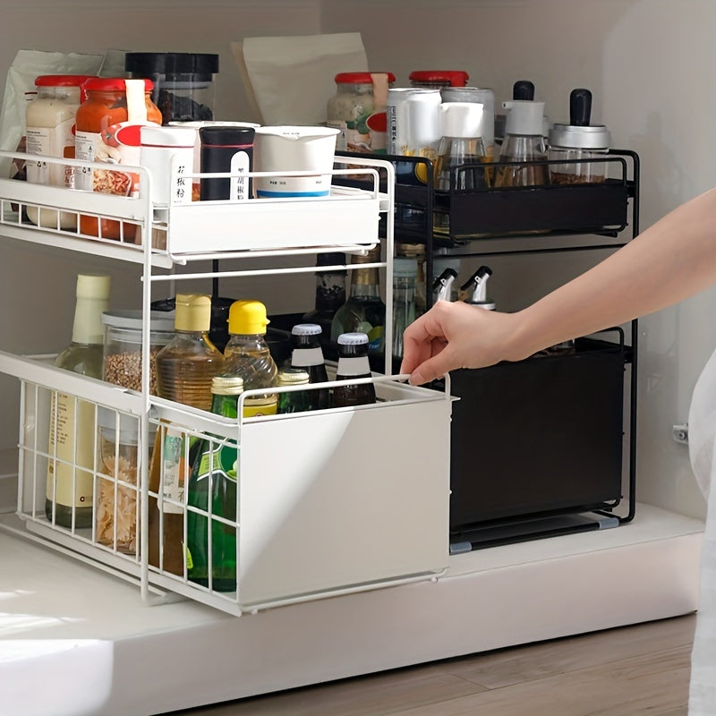 Under Sink Organizer Kitchen 3 Tier Spice Basket Cabinet Organizer Stackable