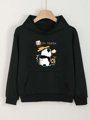 Girls Panda Pattern Hooded Sweatshirt Long Sleeve Comfy Pullover for Girls