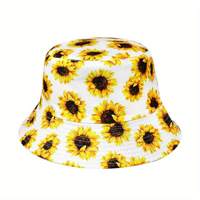 Men's Sunflower Print Bucket Hat Outdoor Sun Hat